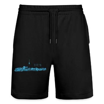 Berlin allemagne techno rave musique party voyage - Short de jogging bio TRAINER Stanley/Stella unisexe - noir - Devant - Nik (191cm) & Marisol (170cm)