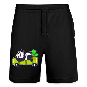 Panda Auto - Stanley/Stella Unisex Bio Joggingshorts Trainer  - Schwarz - Vorne - Nik (191cm) & Marisol (170cm)