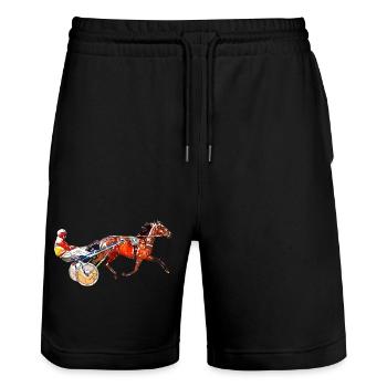 Traber Trabrennen - Stanley/Stella Unisex Bio Joggingshorts Trainer  - Schwarz - Vorne - Nik (191cm) & Marisol (170cm)