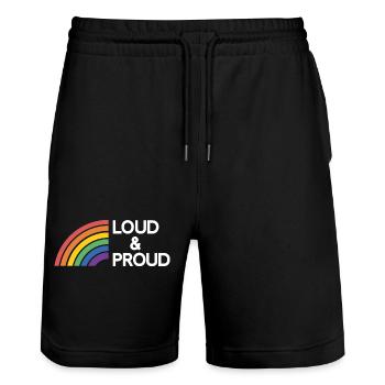 Mois de la fierté LGBTQ - Fort et fier - Short de jogging bio TRAINER Stanley/Stella unisexe - noir - Devant - Nik (191cm) & Marisol (170cm)