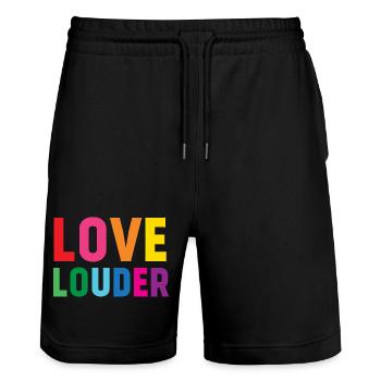 Mois de la fierté LGBTQ - Love Louder - Short de jogging bio TRAINER Stanley/Stella unisexe - noir - Devant - Nik (191cm) & Marisol (170cm)