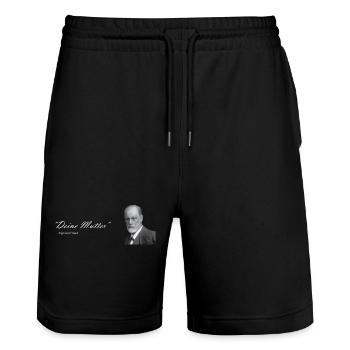 " Deine Mutter " Sigmund Freud - Stanley/Stella Unisex Bio Joggingshorts Trainer  - Schwarz - Vorne - Nik (191cm) & Marisol (170cm)