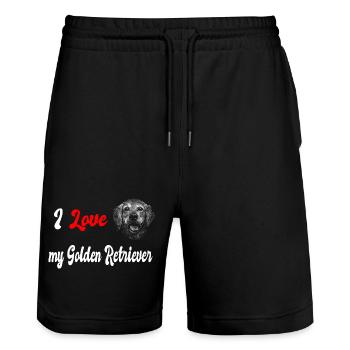 I love my golden retriever - Stanley/Stella Trainer Unisex Organic Jogging Shorts - black - Front - Nik (191cm) & Marisol (170cm)