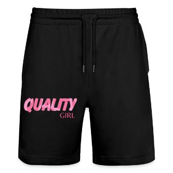 Quality girl - Short de jogging bio TRAINER Stanley/Stella unisexe - noir - Devant - Nik (191cm) & Marisol (170cm)