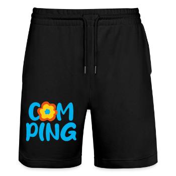 Camping Flower Comic Fan Camper Holiday Outdoor - Stanley/Stella Trainer Unisex Organic Jogging Shorts - black - Front - Nik (191cm) & Marisol (170cm)
