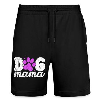 Dog Mom Paw Print in Pink - Stanley/Stella Trainer Unisex Organic Jogging Shorts - black - Front - Nik (191cm) & Marisol (170cm)