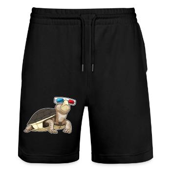 Turtle Glasses - Stanley/Stella Trainer Unisex Organic Jogging Shorts - black - Front - Nik (191cm) & Marisol (170cm)