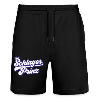 Schlager Prinz | Farben änderbar - Stanley/Stella Unisex Bio Joggingshorts Trainer  - Schwarz - Vorne - Nik (191cm) & Marisol (170cm)