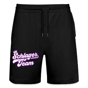 Schlager Team | Farben änderbar - Stanley/Stella Unisex Bio Joggingshorts Trainer  - Schwarz - Vorne - Nik (191cm) & Marisol (170cm)