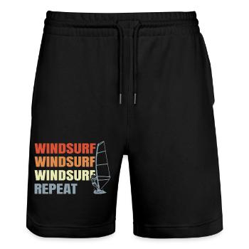Windsurfing Vintage Look - Stanley/Stella Trainer Unisex Organic Jogging Shorts - black - Front - Nik (191cm) & Marisol (170cm)