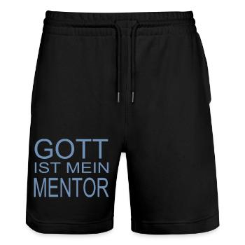 Gott ist mein Mentor - Stanley/Stella Unisex Bio Joggingshorts Trainer  - Schwarz - Vorne - Nik (191cm) & Marisol (170cm)