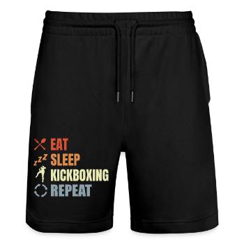 Eat Sleep Kickbox Repeat - Stanley/Stella Trainer Unisex Organic Jogging Shorts - black - Front - Nik (191cm) & Marisol (170cm)