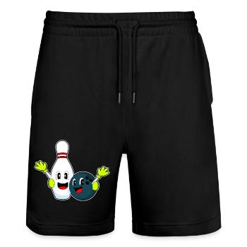 Bowling Bowling Ball Pin - Stanley/Stella Trainer Unisex Organic Jogging Shorts - black - Front - Nik (191cm) & Marisol (170cm)