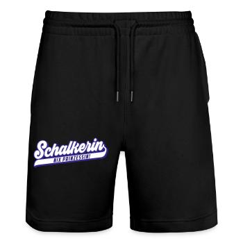 Nix Prinzessin, Schalkerin | Farben änderbar - Stanley/Stella Unisex Bio Joggingshorts Trainer  - Schwarz - Vorne - Nik (191cm) & Marisol (170cm)