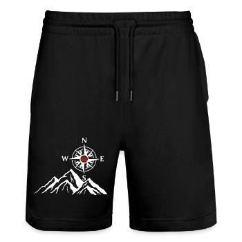 The White Mountain and the Compass Rose - Stanley/Stella Trainer Unisex Organic Jogging Shorts - black - Front - Nik (191cm) & Marisol (170cm)