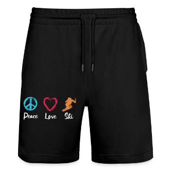 Frieden Liebe Skifahren - Stanley/Stella Unisex Bio Joggingshorts Trainer  - Schwarz - Vorne - Nik (191cm) & Marisol (170cm)