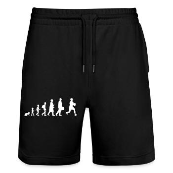 Evolution of rugby - Stanley/Stella Trainer Unisex Organic Jogging Shorts - black - Front - Nik (191cm) & Marisol (170cm)