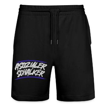 Asozialer Schalker | Gelsenkirchen Schalke - Stanley/Stella Unisex Bio Joggingshorts Trainer  - Schwarz - Vorne - Nik (191cm) & Marisol (170cm)