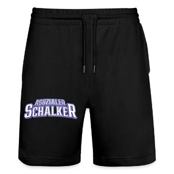 Asozialer Schalker | Gelsenkirchen Schalke - Stanley/Stella Unisex Bio Joggingshorts Trainer  - Schwarz - Vorne - Nik (191cm) & Marisol (170cm)
