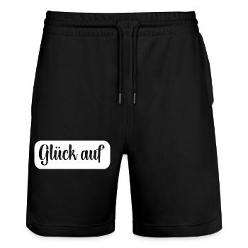 Glück auf Gruß - Stanley/Stella Unisex Bio Joggingshorts Trainer  - Schwarz - Vorne - Nik (191cm) & Marisol (170cm)