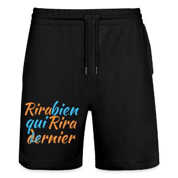 Rira bien qui rira le dernier - Short de jogging bio TRAINER Stanley/Stella unisexe - noir - Devant - Nik (191cm) & Marisol (170cm)