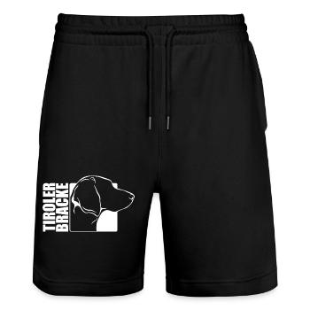 Tiroler Bracke Profil Jagdhund Hunde Hund Wilsigns - Stanley/Stella Unisex Bio Joggingshorts Trainer  - Schwarz - Vorne - Nik (191cm) & Marisol (170cm)