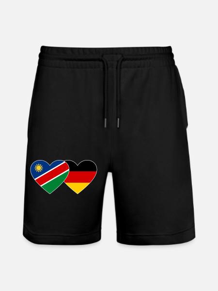 Namibia Germany Flag Heart - Stanley/Stella Trainer Unisex Organic Jogging Shorts - black
