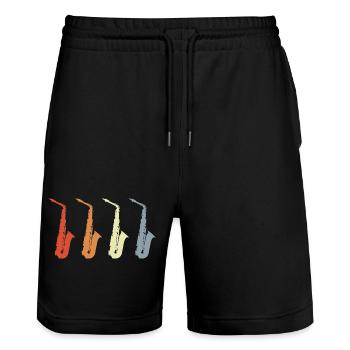 Modèles de saxophones vintage - Short de jogging bio TRAINER Stanley/Stella unisexe - noir - Devant - Nik (191cm) & Marisol (170cm)