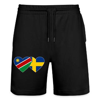 Namibia Schweden Flagge Herz - Stanley/Stella Unisex Bio Joggingshorts Trainer  - Schwarz - Vorne - Nik (191cm) & Marisol (170cm)