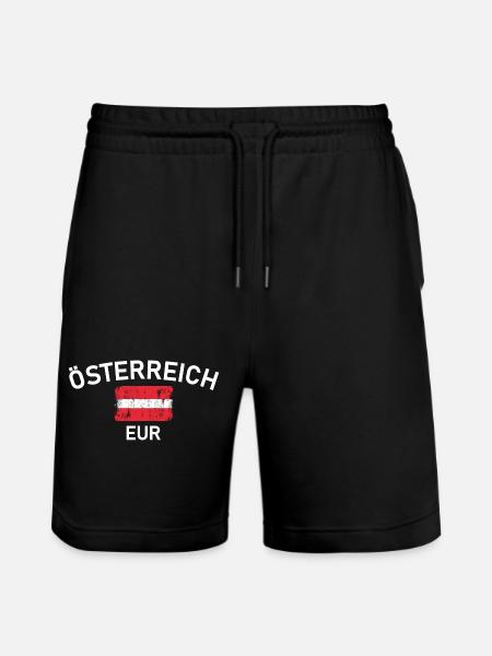 Austria Arc Flag Distressed Logo - Stanley/Stella Trainer Unisex Organic Jogging Shorts - black