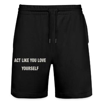ACT - Stanley/Stella Trainer Unisex Organic Jogging Shorts - black - Front - Nik (191cm) & Marisol (170cm)
