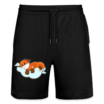 Fuchs Wolken - Stanley/Stella Unisex Bio Joggingshorts Trainer  - Schwarz - Vorne - Nik (191cm) & Marisol (170cm)