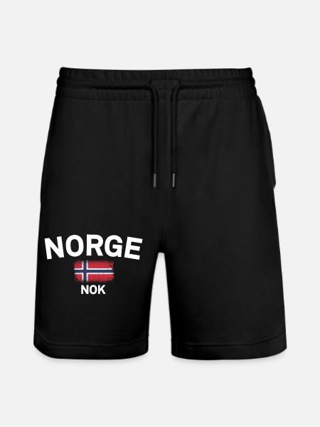 Norge NOK Flag Emblem - Stanley/Stella Trainer Unisex Organic Jogging Shorts - black