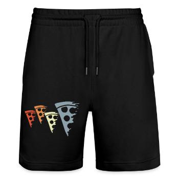 Croquis de pizza rétro - Short de jogging bio TRAINER Stanley/Stella unisexe - noir - Devant - Nik (191cm) & Marisol (170cm)