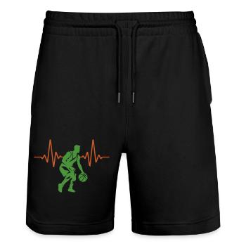 Herzschlag Basketball Puls EKG | Farben änderbar - Stanley/Stella Unisex Bio Joggingshorts Trainer  - Schwarz - Vorne - Nik (191cm) & Marisol (170cm)