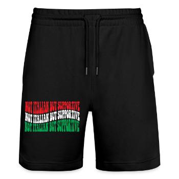Tricolore-Symbol Italien Support - Stanley/Stella Unisex Bio Joggingshorts Trainer  - Schwarz - Vorne - Nik (191cm) & Marisol (170cm)