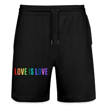 L’AMOUR EST L’AMOUR - Short de jogging bio TRAINER Stanley/Stella unisexe - noir - Devant - Nik (191cm) & Marisol (170cm)