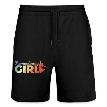 Drôle de fille trampoline - Short de jogging bio TRAINER Stanley/Stella unisexe - noir - Devant - Nik (191cm) & Marisol (170cm)