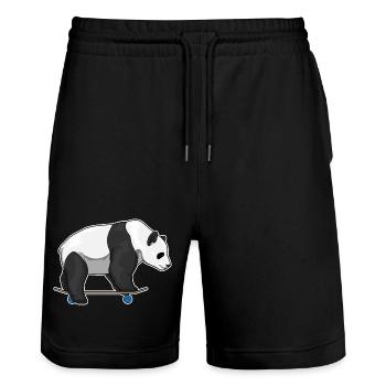 Panda Skater Skateboard - Short de jogging bio TRAINER Stanley/Stella unisexe - noir - Devant - Nik (191cm) & Marisol (170cm)