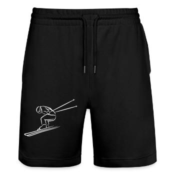 Dessin de skieur - Short de jogging bio TRAINER Stanley/Stella unisexe - noir - Devant - Nik (191cm) & Marisol (170cm)