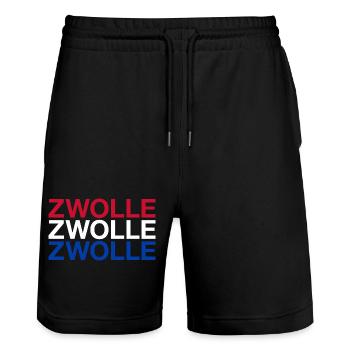 ZWOLLE Netherlands Niederlande Flagge - Stanley/Stella Unisex Bio Joggingshorts Trainer  - Schwarz - Vorne - Nik (191cm) & Marisol (170cm)