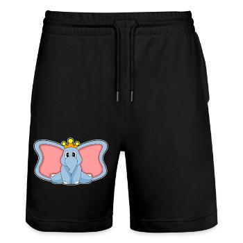 Elephant Crown - Stanley/Stella Trainer Unisex Organic Jogging Shorts - black - Front - Nik (191cm) & Marisol (170cm)