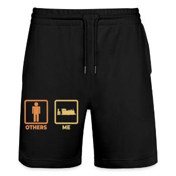 Drôle de Trainspotter - Short de jogging bio TRAINER Stanley/Stella unisexe - noir - Devant - Nik (191cm) & Marisol (170cm)