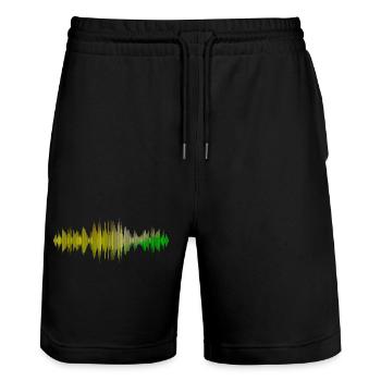 Ondes sonores Music Wave Vintage Retro DJ Heart Disc - Short de jogging bio TRAINER Stanley/Stella unisexe - noir - Devant - Nik (191cm) & Marisol (170cm)