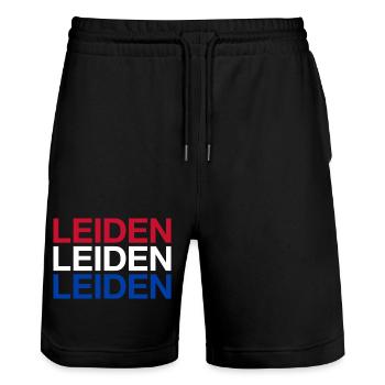 LEIDEN Netherlands Niederlande Flgge - Stanley/Stella Unisex Bio Joggingshorts Trainer  - Schwarz - Vorne - Nik (191cm) & Marisol (170cm)