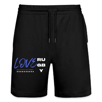 Love rugby blue - Short de jogging bio TRAINER Stanley/Stella unisexe - noir - Devant - Nik (191cm) & Marisol (170cm)