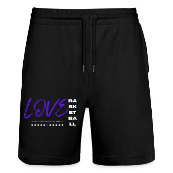 Love basketball blue - Short de jogging bio TRAINER Stanley/Stella unisexe - noir - Devant - Nik (191cm) & Marisol (170cm)