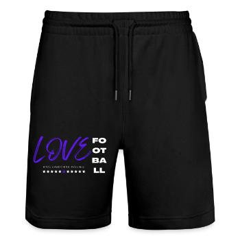 Love football blue - Short de jogging bio TRAINER Stanley/Stella unisexe - noir - Devant - Nik (191cm) & Marisol (170cm)