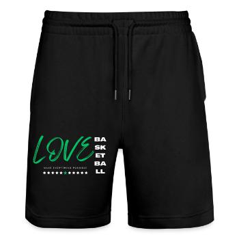 Ich liebe Basketball Grün - Stanley/Stella Unisex Bio Joggingshorts Trainer  - Schwarz - Vorne - Nik (191cm) & Marisol (170cm)