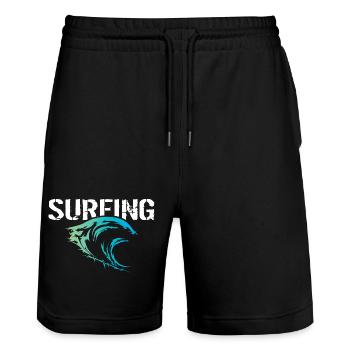 Surfeur Surf Symbole Vagues Couleurs Nature Océan - Short de jogging bio TRAINER Stanley/Stella unisexe - noir - Devant - Nik (191cm) & Marisol (170cm)